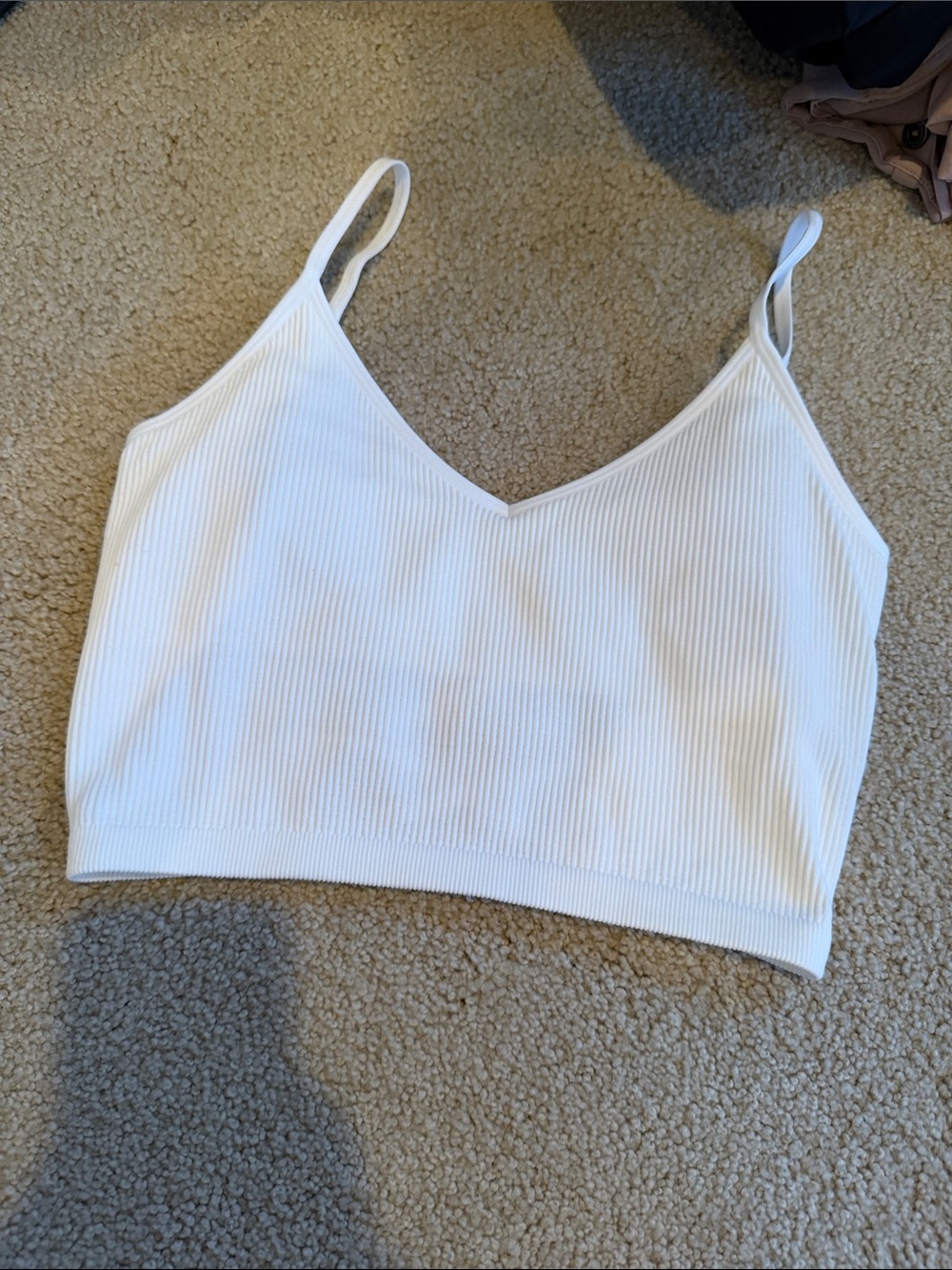 aerie White Ribbed V-Neck Cami